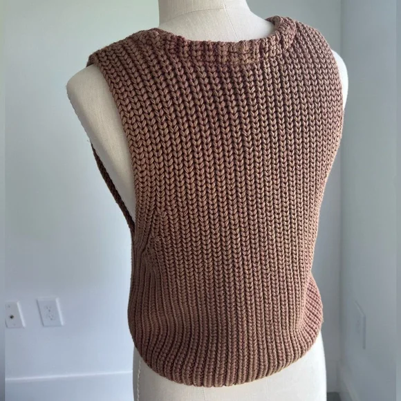 Free People- Brown Knit Button-Up Vest - Picture 11 of 11